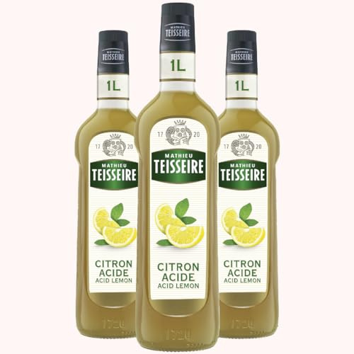 Pack de 3 sirops de jus de citron acide Teisseire qualité professionnelle - 3 x 1L