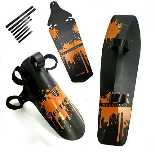 FETESNICE Garde-Boue de vélo Avant et arrière Pour VTT,Garde Boue,Mountainbike,Garde-Boue de VTT, vélo de Route, Orange