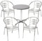 Mojawo® Bistrogarnitur 4-teilig 4 Bistrostühle Aluminium Stapelstuhl + Bistrotisch Aluminium Rund Ø60cm H70cm / 110 cm höhenverstellbar + klappbar