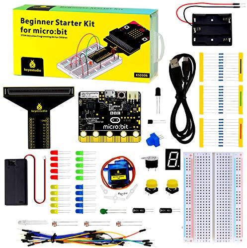 KEYESTUDIO BBC Micro:bit Starter Kit Breadboard Coding Kit with Microbit V2 Board, Compatible with Microbit V2 for BBC Microbit Starter kit