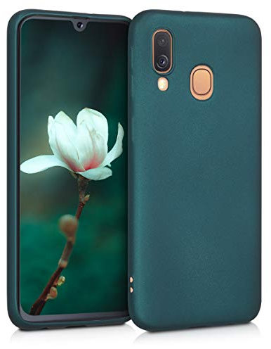 kwmobile Case kompatibel mit Samsung Galaxy A40 Hülle - Schutzhülle aus Silikon metallisch schimmernd - Handyhülle Metallic Petrol