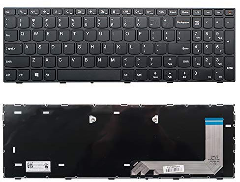 fqparts Replacement Teclado del Ordenador portátil para For Lenovo IDEAPAD 110-15ISK 110-15IKB Negro con Marco Negro Sin luz de Fondo Versión en inglés de EE. UU.
