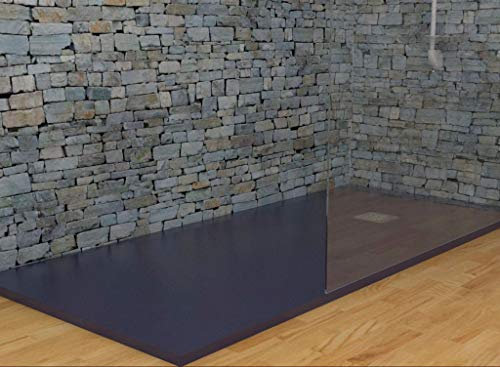 MASAL TECH DESING - Plato de ducha, textura PIZARRA ANTRACITA 100x90 cm, antideslizante y de fácil colocación.