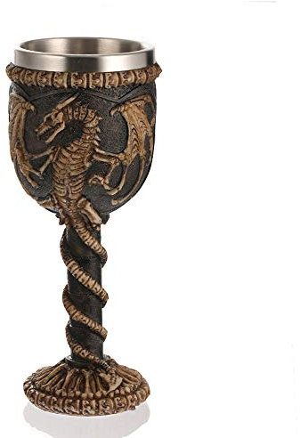 VOANZO Coupe Médiévale en Forme de Dragon Volant - Calice à Vin Squelette Fossile - Décoratif pour Donjons et Dragons, Halloween, Fête