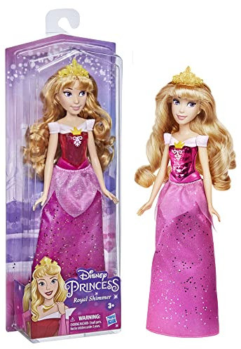 Disney Princess Royal Shimmer Aurora Puppe, Fashion Puppe mit Rock und Zubehör, Spielzeug für Kinder ab 3 Jahren