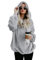 iWoo Winterjacke Damen Einfarbig Lose Langarm Teddy-Mantel Flauschiger Reißverschluss Frauen Pullover (Hellgrau,L)