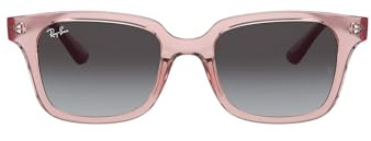 Ray-Ban Junior Kids' RJ9071S Square Sunglasses, Transparent Pink/Light Grey Gradient Dark Grey, 48 mm