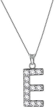 Aurora Tears Buchstabe E Halsketten 925 Sterling Silber Initiale E Alphabet Anhänger mit Zirkonia Schmuck für Frauen und Männer DP0261E