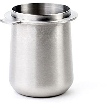 Crema Coffee Products | 54mm Dosing Cup | Brushed Silver | 100% Stainless Steel | Espresso Coffee Dosing Cup | Fits 54mm Breville Portafilters