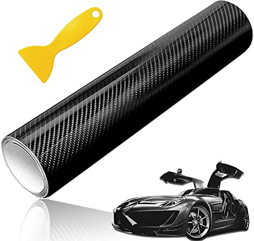 Aloskart 7D Auto Folie, Carbon Folie Auto, Autofolie Carbon Folie,7D Selbstklebende Kohlefaser Vinylfolie 152cm x 30cm, Schwarz,Wasserdichter,DIY Dekoration für Computer, Motorrad, Möbel, Smartphone