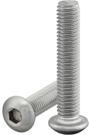 Linsenkopfschraube mit Innensechskant (ISK) nach Norm: ISO 7380-1 rostfreier Edelstahl A2 V2A Vollgewinde Halbrundkopfschraube Flachkopfschraube Linsenschraube (10 Stück, M8 x 60 mm)