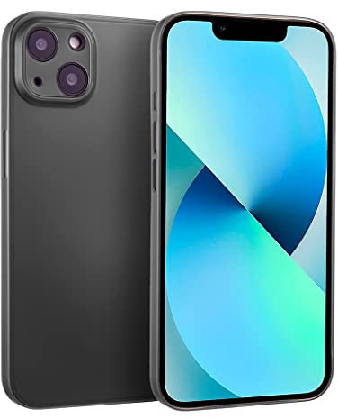 doupi UltraSlim Hülle kompatibel für iPhone 13 Mini (5,4 Zoll), Ultra Dünn Fein Matt Handyhülle Cover Bumper Schutz Schale Hard Case Taschenschutz Design Schutzhülle, schwarz