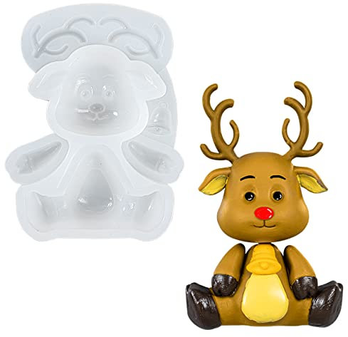 FUNSHOWCASE Rentier Elch Silikonform 4,5 Zoll für Fondant Kuchen Cupcake Topper Epoxidharz Gießen Polymer Clay Craft