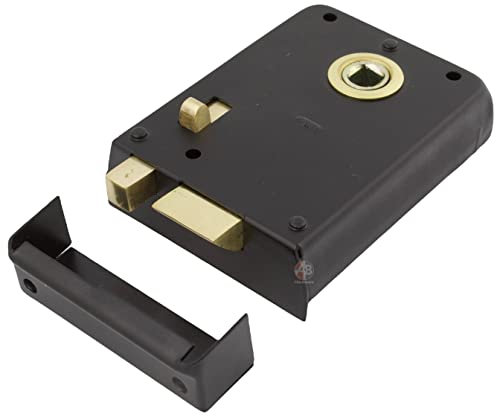 A.B Hardware Old English Victorian Style Rim Dead Lock - Black Bedroom/Bathroom Snib Latch