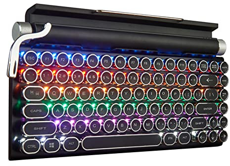 GUAZI STORE Teclado de máquina de escribir retro, punk, redondo, teclado mecánico de 83 teclas, teclado inalámbrico Bluetooth, teclado mecánico para juegos, teclado mecánico antighosting con