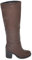 Malu Shoes Stivali donna alto punta tonda marrone gambale aderente al ginocchio liscio tacco largo 5 plateau avanti moda elegan zip (38 EU)