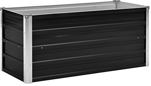 Festnight Jardinera Elevada 100 x 40 x 45 cm Maceta Metal Macetas de Acero Galvanizado Macetas Exterior Macetas Rectangular Arriate de Altura de Exterior Balcón Terraza Gris Antracita