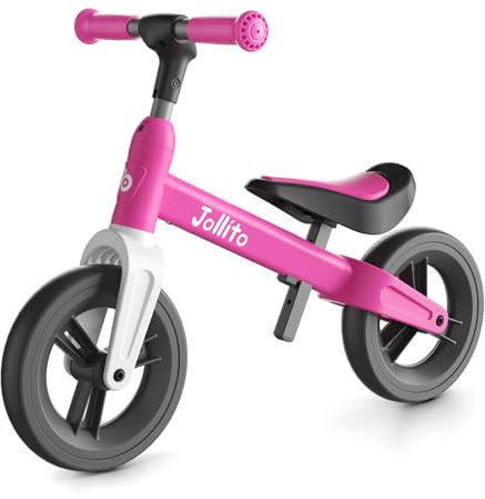 JOLLITO Baby Laufrad, Kinderfahrrad Spielzeug für 18-48 Monate alte Mädchen und Jungen Geschenke, leicht ohne Pedale Trainingsrad, 9 Zoll Rad und Aluminiumrahmen (Fuchsia Rose)