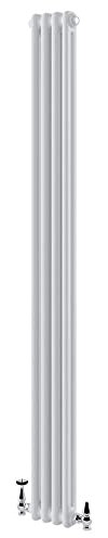 Utopia Traditional Vertical Radiator 2 Column Double Panel Vintage Style Central Heating White – 1800 x 200mm