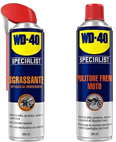 WD-40 Specialist Sgrassante Spray ad Efficacia Immediata con Sistema Doppia Posizione - 500 ml & Specialist Moto - Pulitore Freni Moto Spray - 500 ml