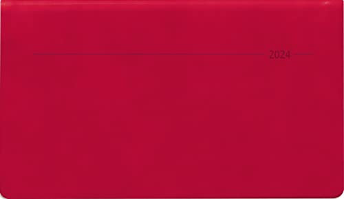 Quertimer Touch korallenrot 2024 - Taschenkalender 15,6x9 cm - seperates Adressheft - Weekly - 128 Seiten - Quer-Planer - Alpha Edition
