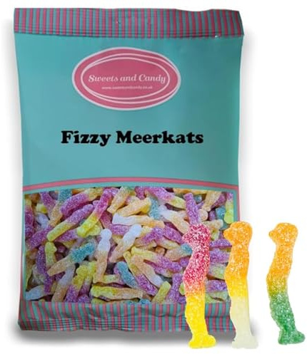 Sweets and Candy® VEGAN Fizzy Meerkats 1Kg | Vegan | Vegetarian and Veggie | Fizzy Fruity Gummy Sweets Shaped like Playful Meerkats! 1 Kilo Bulk Bag - A Great Pick and Mix Gift Idea