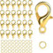 100 Stück Karabinerverschluss und 200 Stück offene Sprungringe, Verschlüsse Armband Set, Halskettenverschlüsse (Gold)