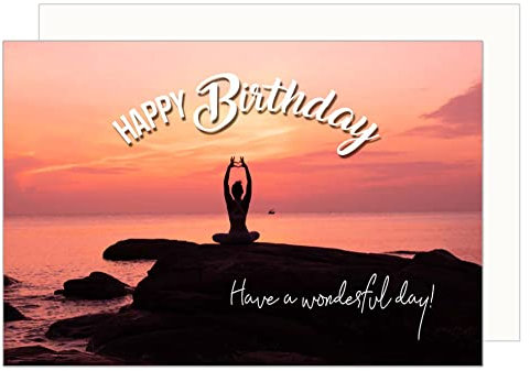 Edition Seidel Premium Geburtstagskarte mit Umschlag. Glückwunschkarte Billet Happy Birthday Grusskarte Mann Frau Meer Yoga enjoy (G3437 SW023)