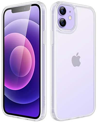 JETech Matte Case for iPhone 12/12 Pro 6.1-Inch, Shockproof Military Grade Drop Protection, Frosted Translucent Back Phone Cover, Anti-Fingerprint (Frosted Clear)