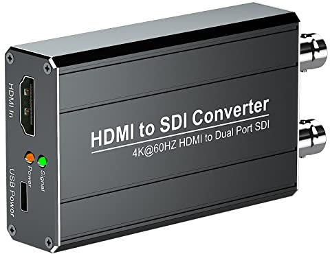 UCYTYON 4k/60Hz Convertidor HDMI a SDI con Salida SDI de Doble Puerto, Compatible con La Entrada HDMI 2.0 4k/60Hz y La Salida 3G-SDI/HD-SDI, Detección Automática de Formato, Incrustador de Audio