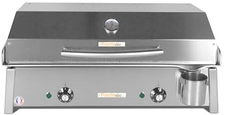 PLANCHAELEC Anthea E650-3000W - Coperchio + 2 utensili - Acciaio inossidabile - Termostato regolabile - 12 persone - Made in France - L65 X P43 X H25 cm
