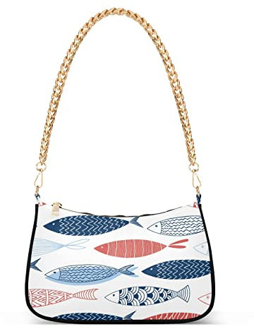 Dekorative Fisch-Handtaschen, Schultertasche, Damen, Clutch, Geldbörsen, Kettentasche für Damen, Dekofisch, Einheitsgröße