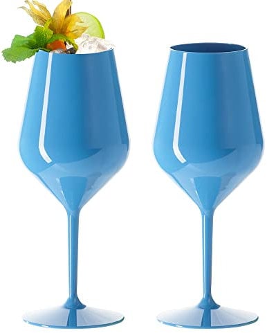 Doimoflair Bicchieri da vino in plastica, infrangibili, 47 cl. (blu)
