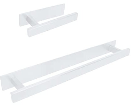 INOXLM Porta Asciugamani | Porta Carta Igienica Da Bagno | Kit Bagno Adesivo | Porta Rotolo Senza Fori | Portarotolo Bagno Adesivo | Porta Rotolo Carta Igienica (Kit completo 2 pezzi, Bianco)
