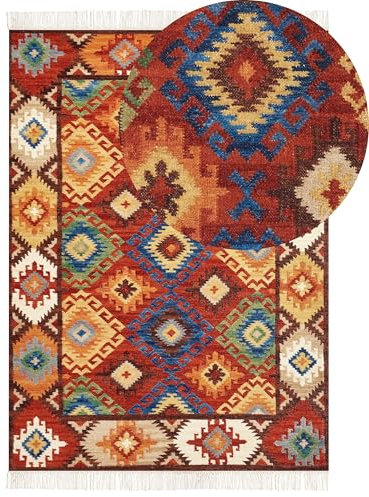 Kelim-Teppich Wolle bunt 200 x 300 cm handgewebt orientalisches Muster Zovuni