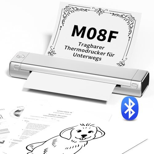 Odaro M08f Kabelloser Tragbarer Drucker Für Unterwegs, A4 Thermodrucker, Mobiler Bluetooth-Drucker, Unterstützt A4 Thermopapier, Kompatibel Mit Mobiltelefonen Und Computern Kompaktdrucker - Silber
