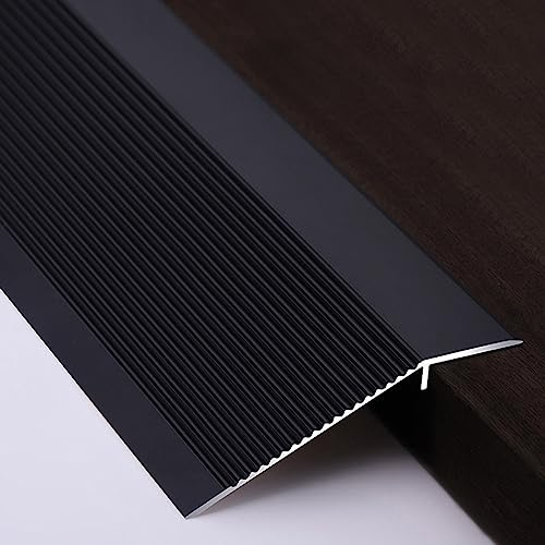 GSKD Boden Übergangsprofil, Aluminium Türleisten Übergangsleiste Höhenausgleich 10mm-40mm Übergangsschiene Holz-zu-Fliesen Übergangsschienen, rutschfest, Color : Black, Size : Le