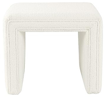 HomePop Modern Channel Tufted Ottoman Home Décor|Ottoman for Living Room & Bedroom - Cream Boucle