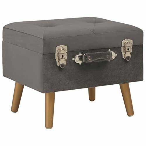 Homgoday Hocker mit Stauraum 40 cm aus grauem Samt, Gartenbank, Bank für Balkon, Terrasse & Garten