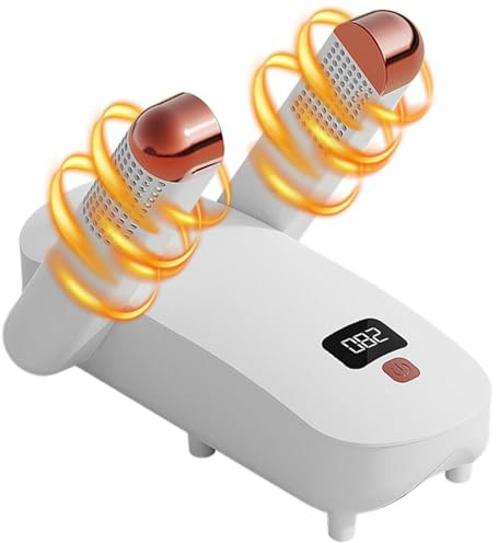 Hojalis Schuhtrockner Elektrisch, 360ª Tragbarer Schuhtrockner mit Timer, Schuhwärmer für Stiefel, Stiefeltrockner für Skischuhe Socken Schuhe Handschuhe (EU-Stecker)