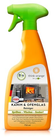 Kamin & Ofenglasreiniger (750ml) | Kaminreiniger Scheibenreiniger | entfernt hartnäckige Verschmutzungen | Kaminglasreiniger | reinigt hartnäckigen Ruß an Ofenscheiben | think orange be green