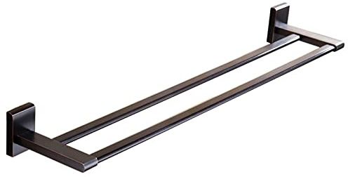 AthuAh Towel Ring, Towel Rail for Bathroom, Bathroom Double Towel Bar Holder,40cm/50cm/60cm,CreativityWall Mounted All Bronze Towel Bar Rail,Copper Brushed Finish,Black(SZ:50cm)