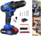 21V Cordless Drill Driver Set With Hammer Function, 2 Batteries & Charger, 45N.m Max Power, 3/8 Keyless Chuck, 25+1 Torque, LED Light, 26 Accessories, Blue
