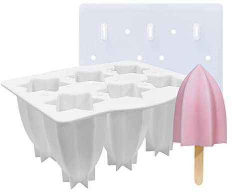 BAYORE Moldes de silicona con forma de fruta de estrella con 6 cavidades, para hacer helados, para cocina, fiesta, hacer paletas de silicona