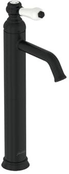 Jacob Delafon - Mitigeur lavabo bec haut Louise - Design Rétro, poignée céramique - Économie d’eau - 17x36,2x5,5 cm - Finition Noir Mat - E24361-BL
