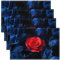 Set von 4 Mädchen Floral 45Bx30L Tischmatten,Rote Blaue Rose Platzmatten für Erwachsene Männer Frauen Paar,Romantische Retro Blumen Tischsets,Blüten Valentinstag wasserdichte Tischsets,Anti Rutsch