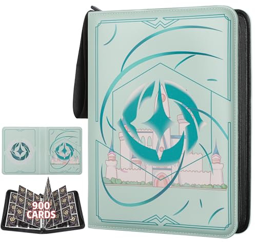 TCGUARD Sammelalbum für Lorcana-Karten, Premium Sammelkarten Album mit 900 Fächern, Kompatibel mit Lorcana Karten, Card Binder für TCG-Aufbewahrungs und Präsentationssammlung(Grün 9)