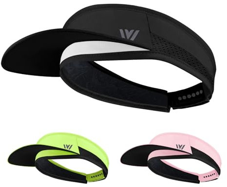 Adjustable Mens Womens Leisure Golf Sun Visor with UPF 50,Breathable Lightweight Sports Sun Visor Hat with wide sweatband (Black, 54-66cm)