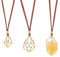 UNICRAFTALE 3Pcs 3 Sizes Adjustable Crystal Necklace Holder Empty Stone Holder Faux Cord Necklace with Golden Empty Crystal Cage Brass Macrame Pouch for Pendant Necklaces Making