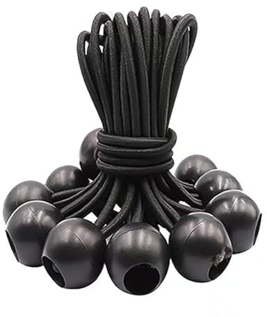 FUZVOL 15 Pcs Elastic Bungee Cord with Balls,Stretchy Bungee Straps,Heavy Duty Adjustable Bungee Ties for Camping Tarp, Tarpaulin, Banner Flag Poles and other Household Items
